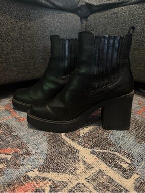 MIA Black Platform Block Heel Chelsea Boots - Women's